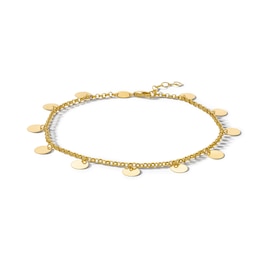 10K Gold Bonded Disk Rolo Chain Anklet - 10&quot;