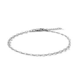 Sterling Silver Sun Cable Chain Anklet Made in Italy - 9&quot; + 1&quot;