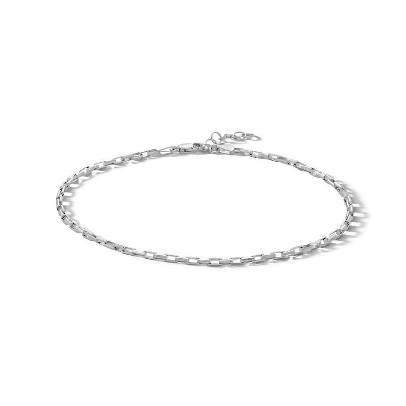 Main Image 1 of Sterling Silver Long Box Chain Anklet Made in Italy - 10&quot;