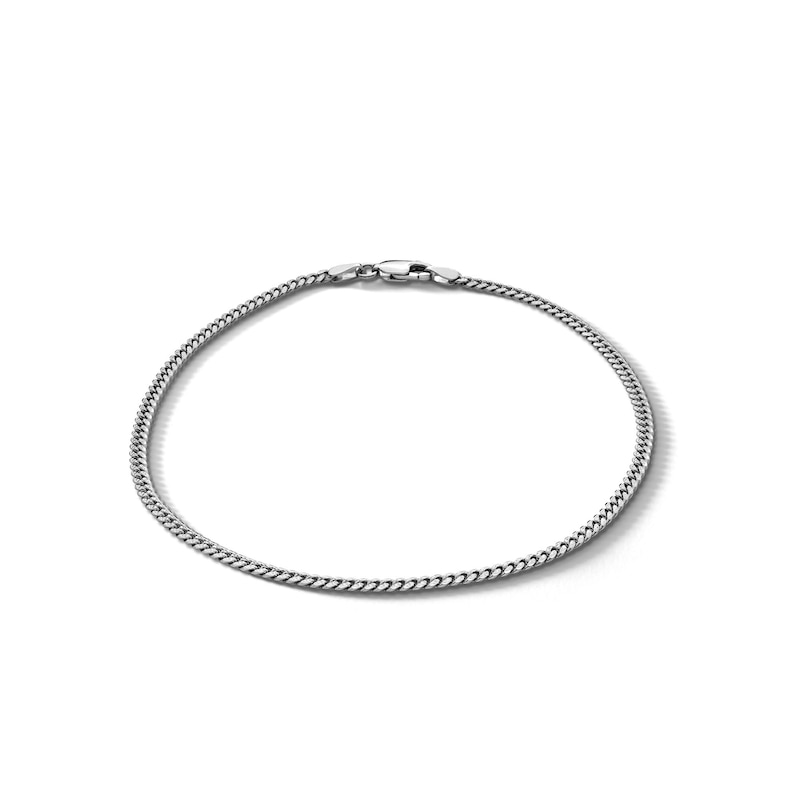 Main Image 1 of ​​​​​​​Sterling Silver Diamond-Cut Curb Chain Anklet Made in Italy - 10&quot;