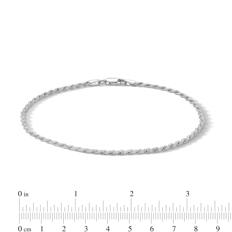 Main Image 3 of Sterling Silver Rope Chain Anklet Made in Italy - 10&quot;