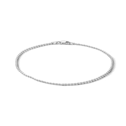 ​​​​​​​Sterling Silver Oval Bead Chain Anklet Made in Italy - 10&quot;