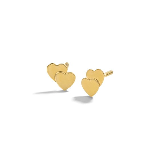 Child's 10K Solid Gold Double Heart Studs