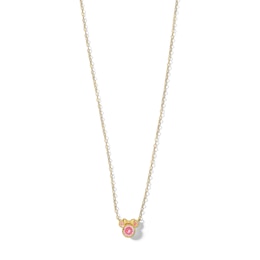Child's 10K Solid Gold Pink CZ ©Disney Minnie Mouse Chain Necklace - 13&quot;
