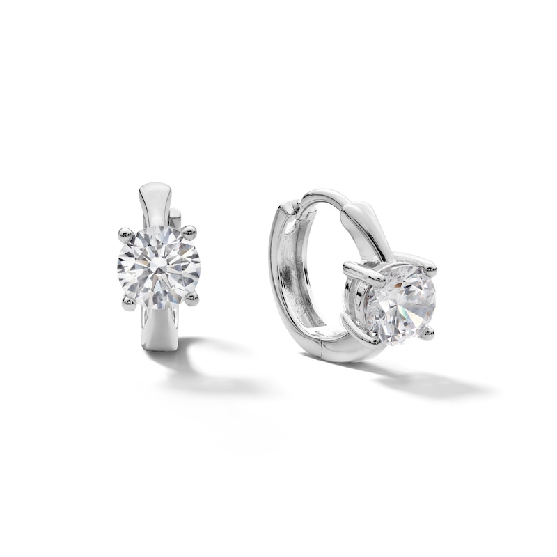 Sterling Silver CZ Solitaire Stone Huggies