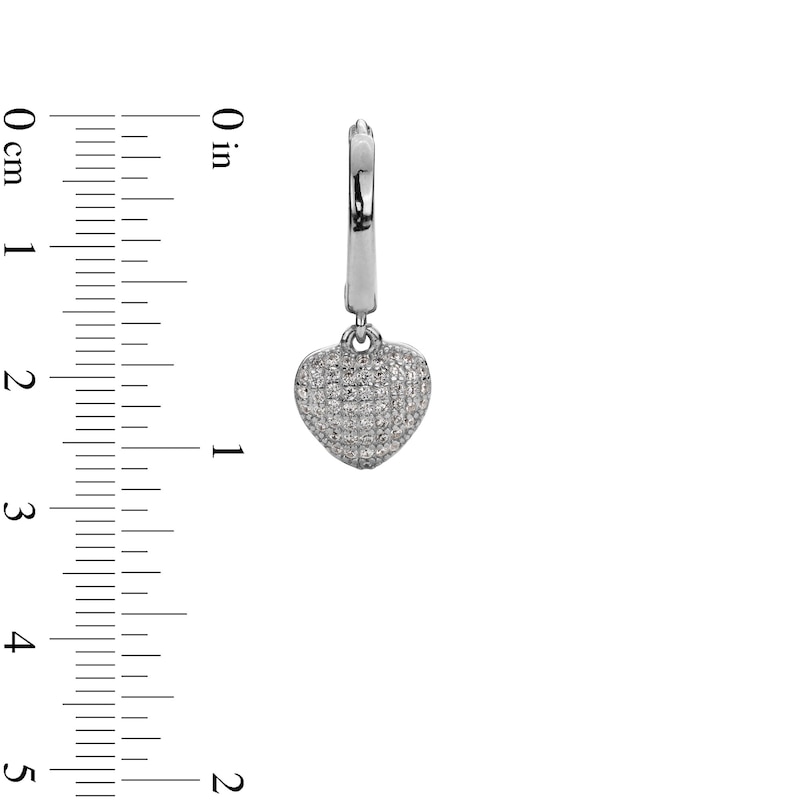 Sterling Silver CZ Heart Dangle Huggies