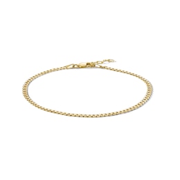 10K Solid Gold Curb Chain Anklet Made in Italy - 10&quot;