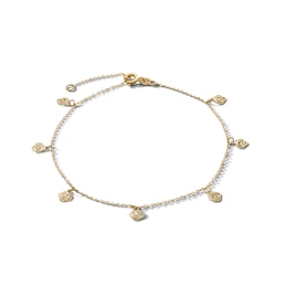 ​​​​​​​10K Solid Gold Roses Chain Anklet Made in Italy - 9&quot;