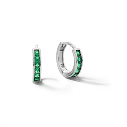 Sterling Silver Green CZ Huggies