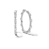 Thumbnail Image 1 of Sterling Silver CZ Bambo Hoops