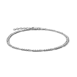 Sterling Silver Diamond Cut Figaro Chain Anklet Made in Italy - 9&quot;