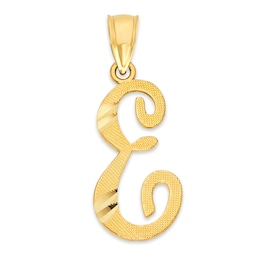 10K Solid Gold Diamond Cut Script Letter E Charm