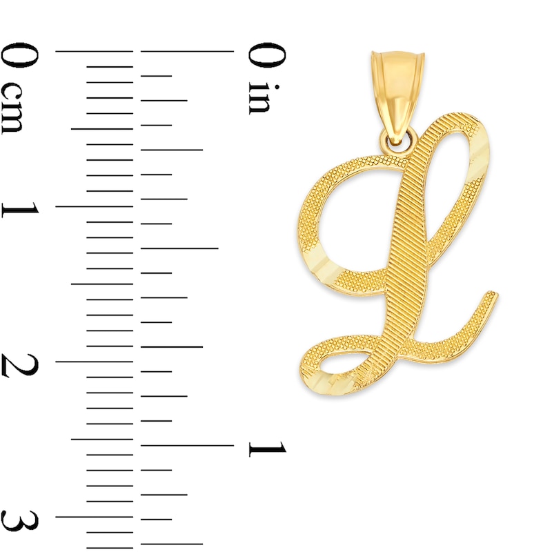 Main Image 2 of 10K Solid Gold Diamond Cut Script Letter L Charm