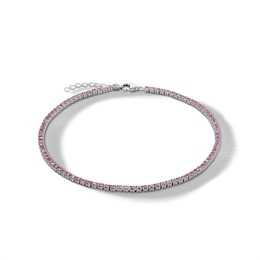 Sterling Silver Pink CZ Tennis Anklet