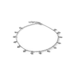 Sterling Silver CZ Star Chain Anklet - 9&quot;