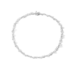 Sterling Silver Love Flat Curb Chain Anklet Made in Italy - 10&quot;