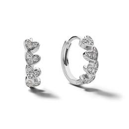 Sterling Silver CZ Heart Huggie Hoops