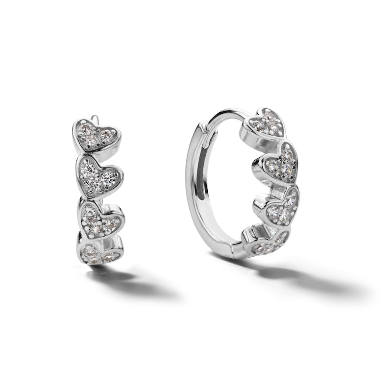 Main Image 1 of ​​​​​​​Sterling Silver CZ Heart Huggies