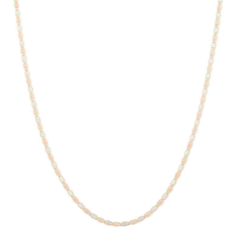 Main Image 1 of Child's 14K Solid Gold Diamond-Cut Valentino Tri-Tone Chain Made in Italy - 15&quot;