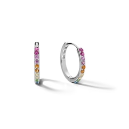 Sterling Silver CZ Rainbow Huggies