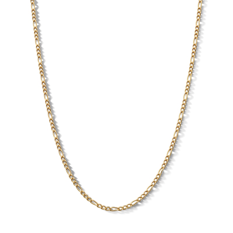 Main Image 1 of Child's 10K Hollow Gold Diamond Cut Figaro Chain Made in Italy - 15&quot;