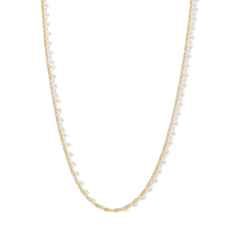 Main Image 1 of 10K Solid Gold Diamond-Cut Mirror Chain Made in Italy - 20&quot;