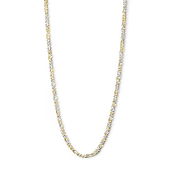 10K Solid Gold Diamond Cut Figaro Chain Made in Italy - 20"