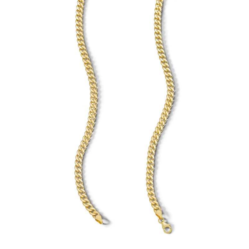 10K Hollow Gold Diamond Cut Curb Chain Made in Italy - 22"