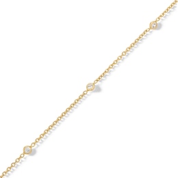 14K Solid Gold CZ Permanent Station Chain