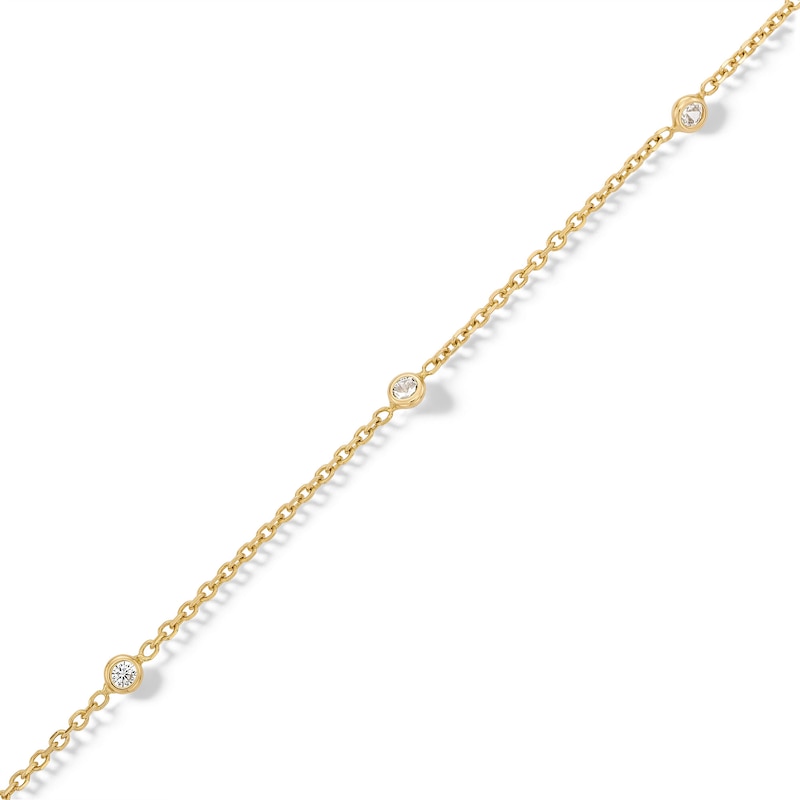 Main Image 1 of 14K Solid Gold CZ Permanent Station Chain