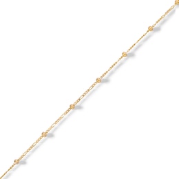 14K Solid Gold Permanent Saturn Figaro Chain