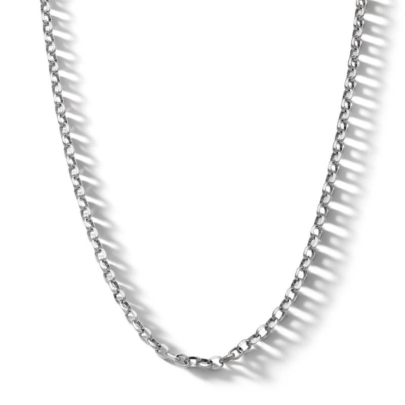 Main Image 1 of Sterling Silver Diamond Cut Rolo Chain Made in Italy - 18&quot; 