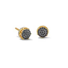 14K Gold Plated 1/6 CT. T.W. Black Diamond Round Studs