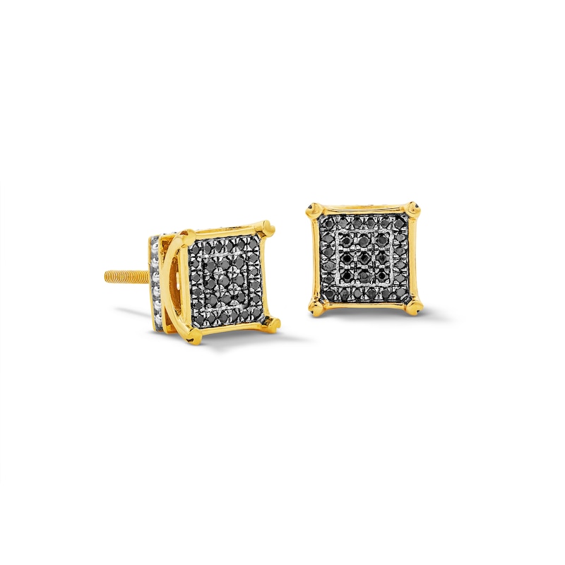 Main Image 1 of 14K Gold Plated 1/3 CT. T.W. Black Diamond Square Studs