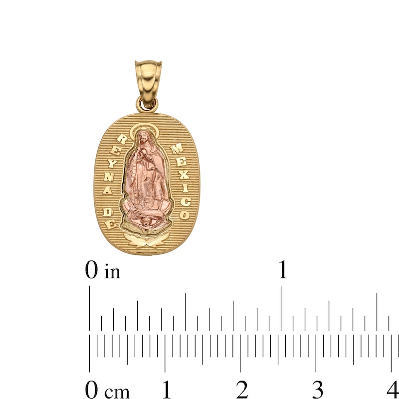 10K Solid Gold Diamond-Cut Oval Guadalupe Two-Tone Necklace Charm