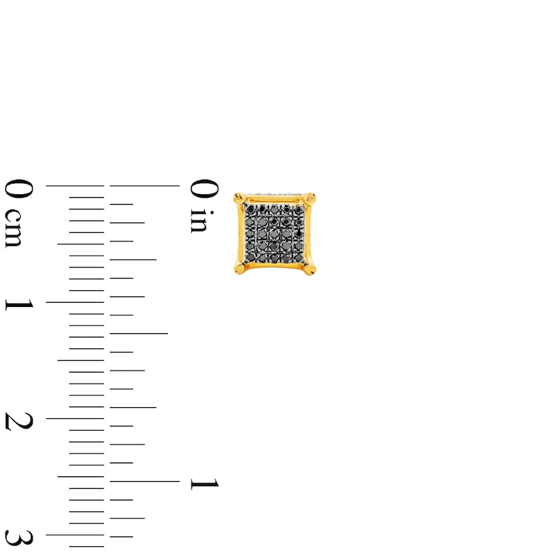 Main Image 3 of 14K Gold Plated 1/6 CT. T.W. Black Diamond Square Studs