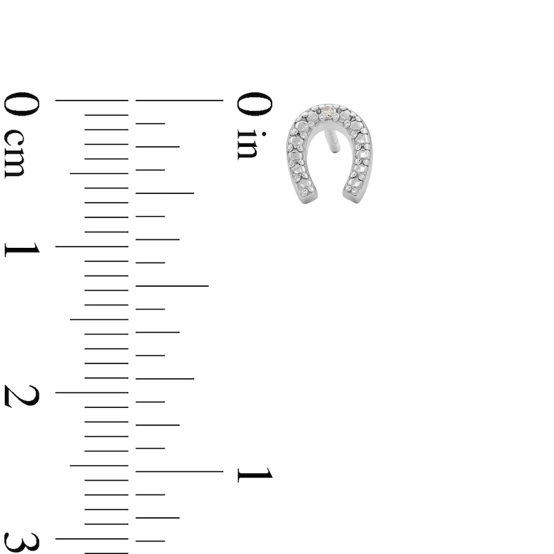 Main Image 3 of Sterling Silver Diamond Accent Horseshoe Studs