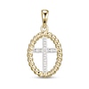 Thumbnail Image 1 of 18K Plated Gold Diamond Accent Rope Outline Cross Two-Tone Necklace Charm