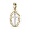 Thumbnail Image 2 of 18K Plated Gold Diamond Accent Rope Outline Cross Two-Tone Necklace Charm