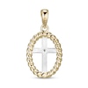 Thumbnail Image 3 of 18K Plated Gold Diamond Accent Rope Outline Cross Two-Tone Necklace Charm