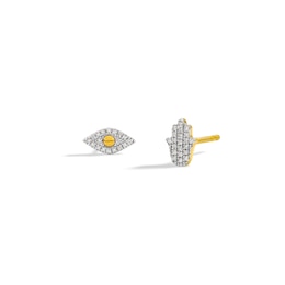 14K Plated Gold 1/20 CT. T.W. Diamond Spiritual Mismatch Studs