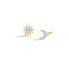 Thumbnail Image 1 of 14K Plated Gold Diamond Accent Moon and Sun Mismatch Studs