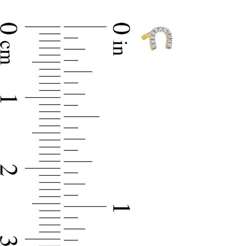 Main Image 3 of 14K Plated Gold 1/20 CT. T.W. Diamond Heart, Star, and Horseshoe Single Stud Set