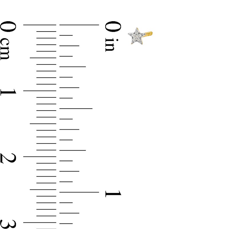 Main Image 5 of 14K Plated Gold 1/20 CT. T.W. Diamond Heart, Star, and Horseshoe Single Stud Set