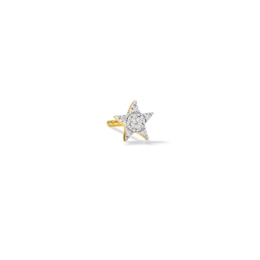 14K Plated Gold Diamond Accent Star Single Stud