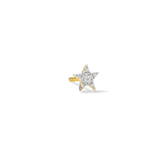 14K Plated Gold Diamond Accent Star Single Stud