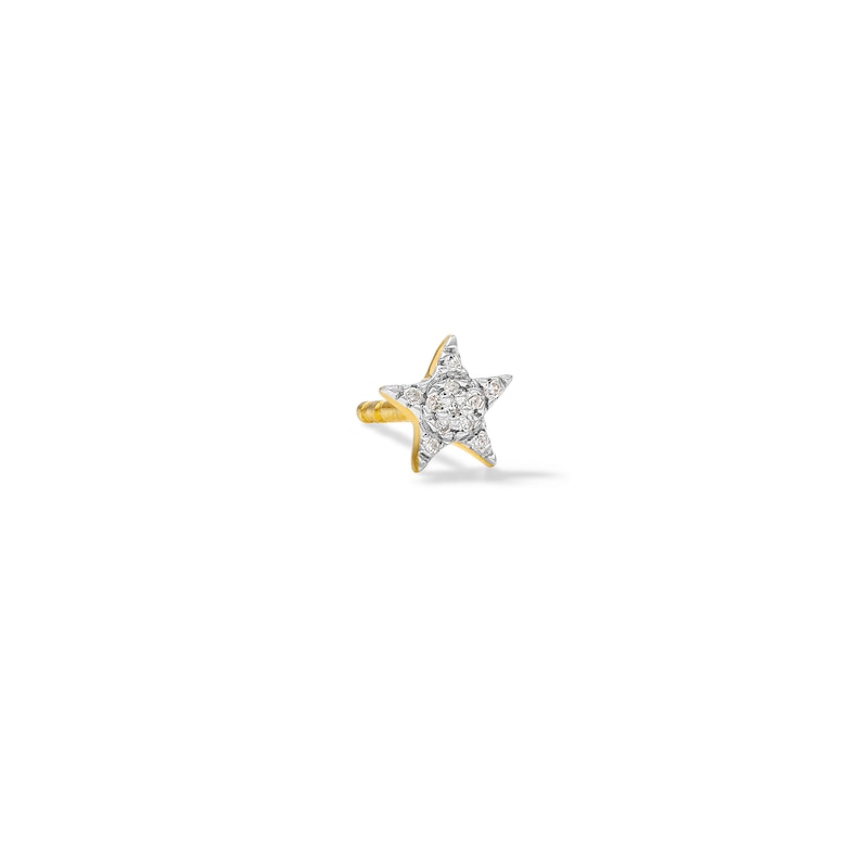 Main Image 1 of 14K Plated Gold Diamond Accent Star Single Stud