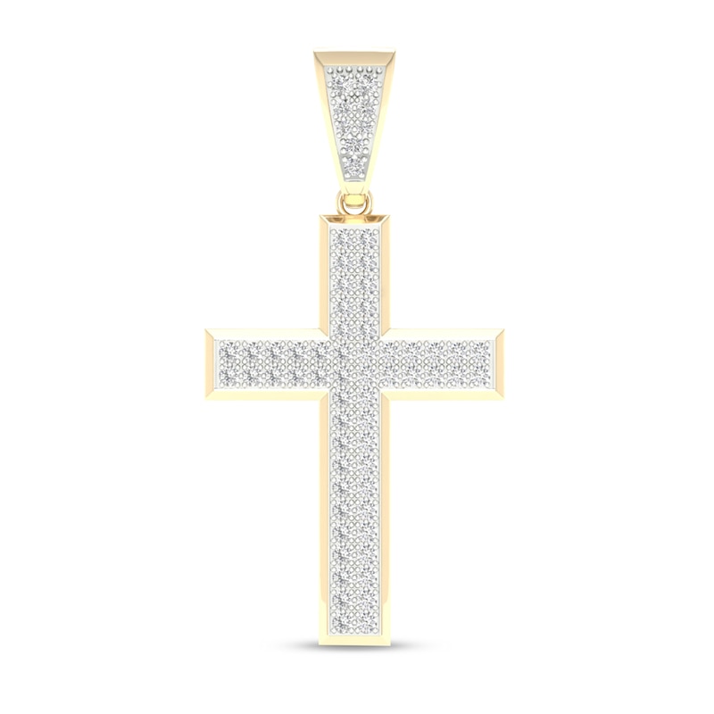 Main Image 1 of ​​​​​​​​​​​​​​10K Solid Gold 1 CT. T.W. Lab-Created Diamond Cross Necklace Charm