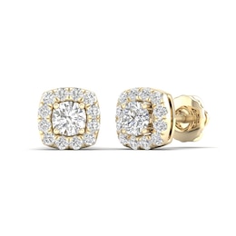 ​​​​​​​​​​​​​​10K Solid Gold 1/2 CT. T.W. Lab-Created Diamond Small Halo Studs