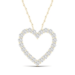 ​​​​​​​​​​​​​​10K Solid Gold 1 CT. T.W. Lab-Created Diamond Heart Outline Necklace - 16&quot; + 2&quot;